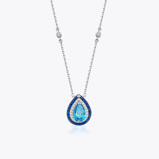 Diamond Style Drop Ice Cut Zircon Silver Necklace