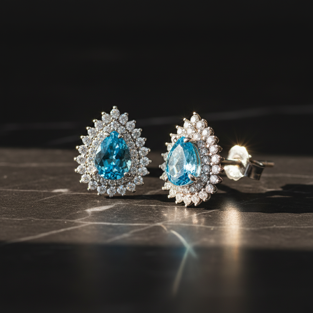 Aqua Blue Drop Earrings