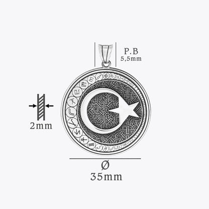 Türk Devletleri Ay Yıldız Gümüş Kolye