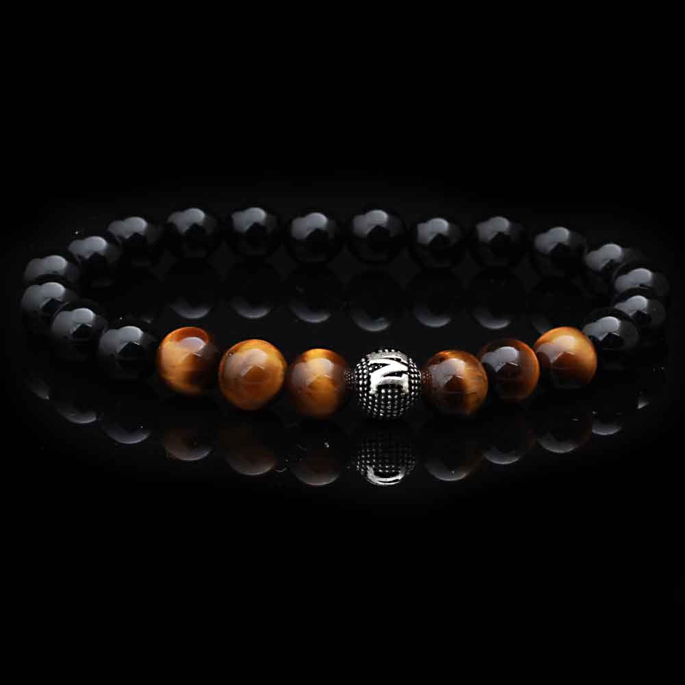 Tigerauge und Onyx Armband und Leder Portemonnaie Geschenkset