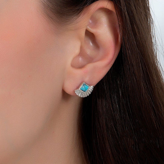 925 Sterling Silver Heart Earring with Turquoise Stone