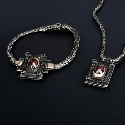 Moon Star Necklace Bracelet Set - 925 Sterling Silver