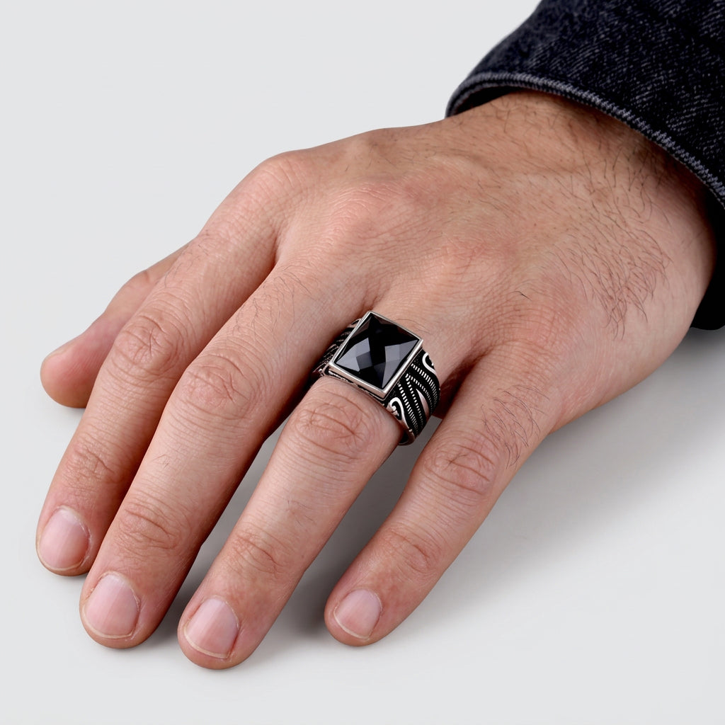 Bague Homme Onyx Crown | Argent 925