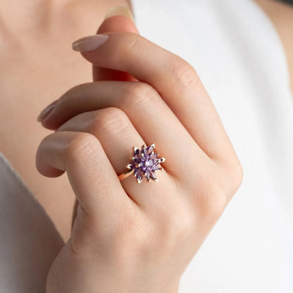 925 Anneau de fleur de lotus en argent sterling