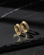 Gold Row Stone Ring Silver Earrings - 925 Sterling Silver