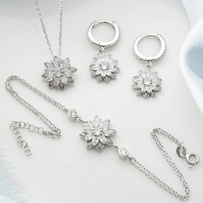 925er Silber Lotus-Blumen Schmuckset (3-teilig)

