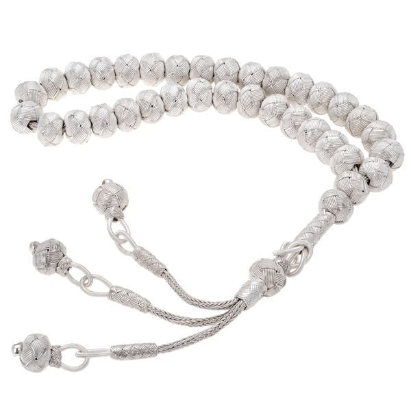 White Hand Made Kazaz Silver Prayer Beads