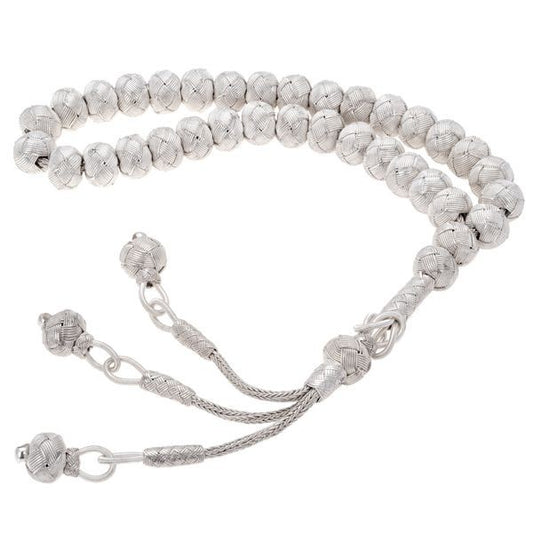 White Hand Made Kazaz Silver Prayer Beads