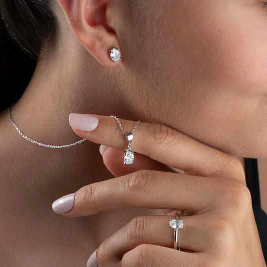 Éclat Oval Zirconia Jewelry Set | 925 Sterling Silver