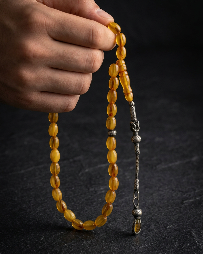 Amber Tasbih with Kazaz Tassel | 1000 Silver
