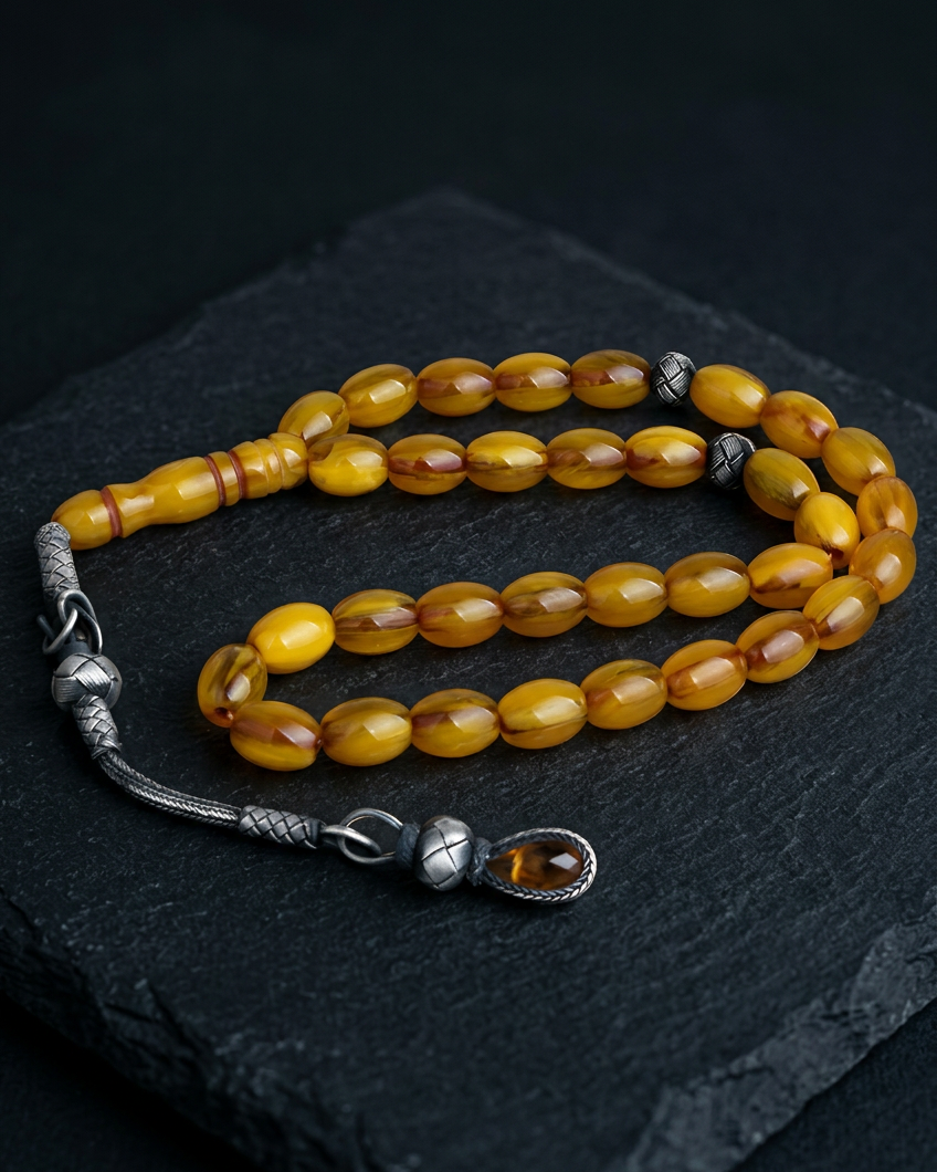 Amber Tasbih with Kazaz Tassel | 1000 Silver