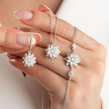 925er Silber Lotus-Blumen Schmuckset (3-teilig)

