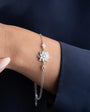 White Zircon Stone Lotus Bracelet -925 Sterling Silver