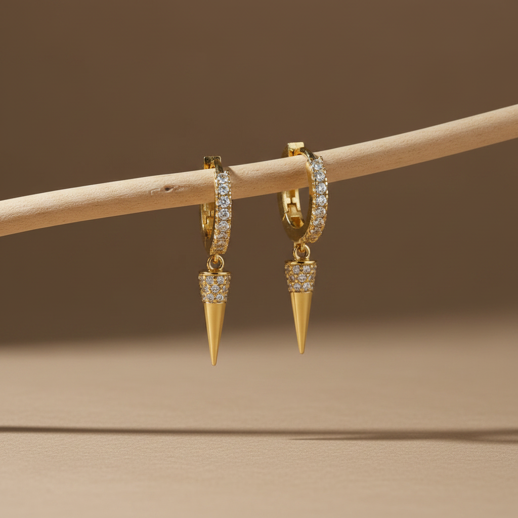 Edge doré - 925 boucles d'oreilles en argent sterling