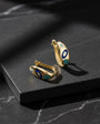 Gold Enamel Nazar Silver Earrings - 925 Sterling Silver