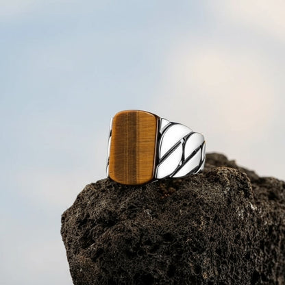Herenring met Tijgeroog | 925 Zilver