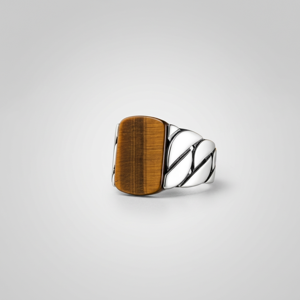 Tiger Eye Men's Ring | 925 Sterling Silver