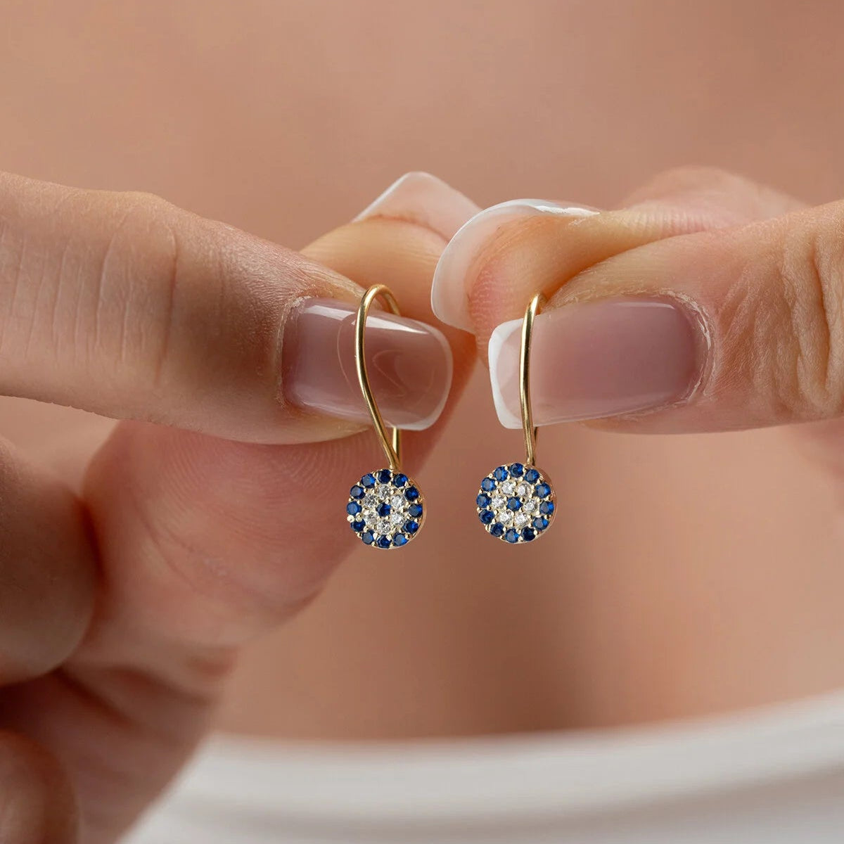 925 Ayar Gümüş Nazar Boncuk Detaylı Çocuk Küpesi