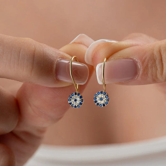 925 Ayar Gümüş Nazar Boncuk Detaylı Çocuk Küpesi