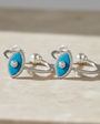 Cubic ziriconia pearl eye earrings