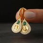 Gold Zirkon Taşlı Tuğralı Gümüş Küpe - 925 Ayar Gümüş