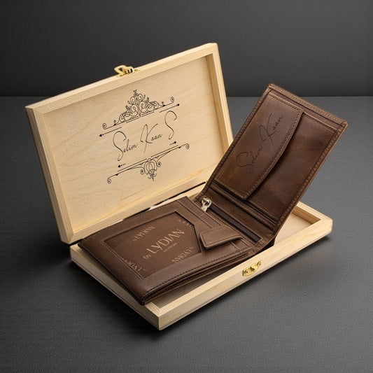 Leder Portemonnaie selbst gestalten - Braun