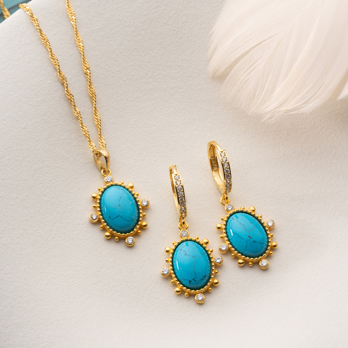 Turquoise Aura Turquoise Stone Jewelry Set | 925 Sterling Silver 