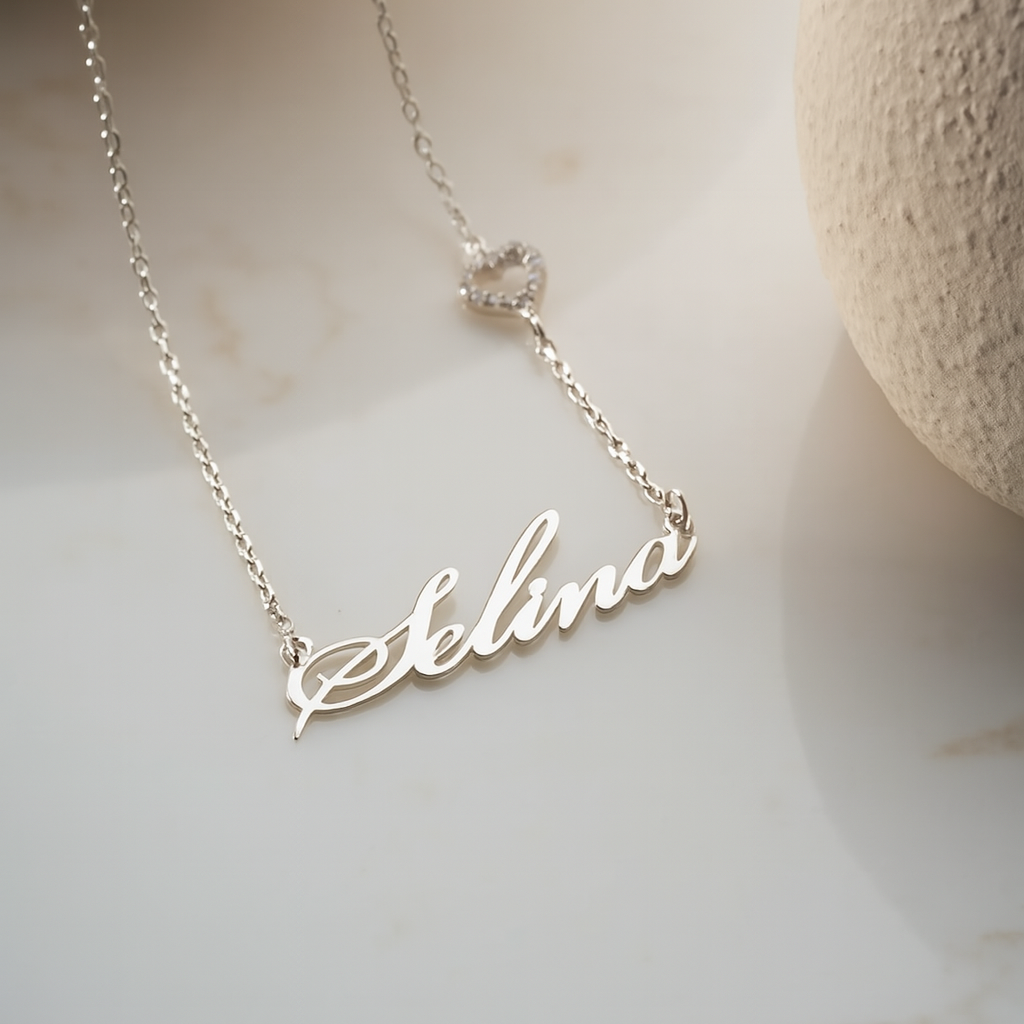 HEART NAME NECKLACE - 925 SET SILVER