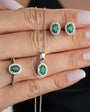 Emerald Aura Green Zirconia Jewelry Set | 925 Sterling Silver