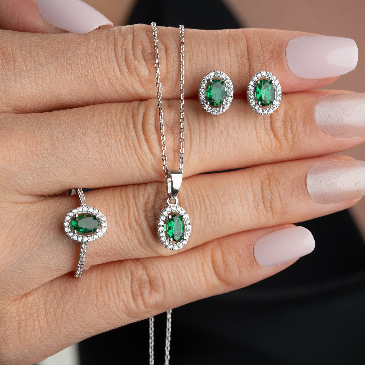 Emerald Aura Yeşil Taşlı Takı Seti | 925 Ayar Gümüş