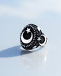 Moon Star Motif Silver Men's Ring