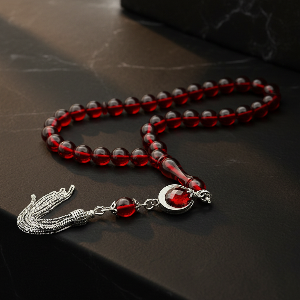 Ay Yildiz 925 Silver Tassel Fire Amber
