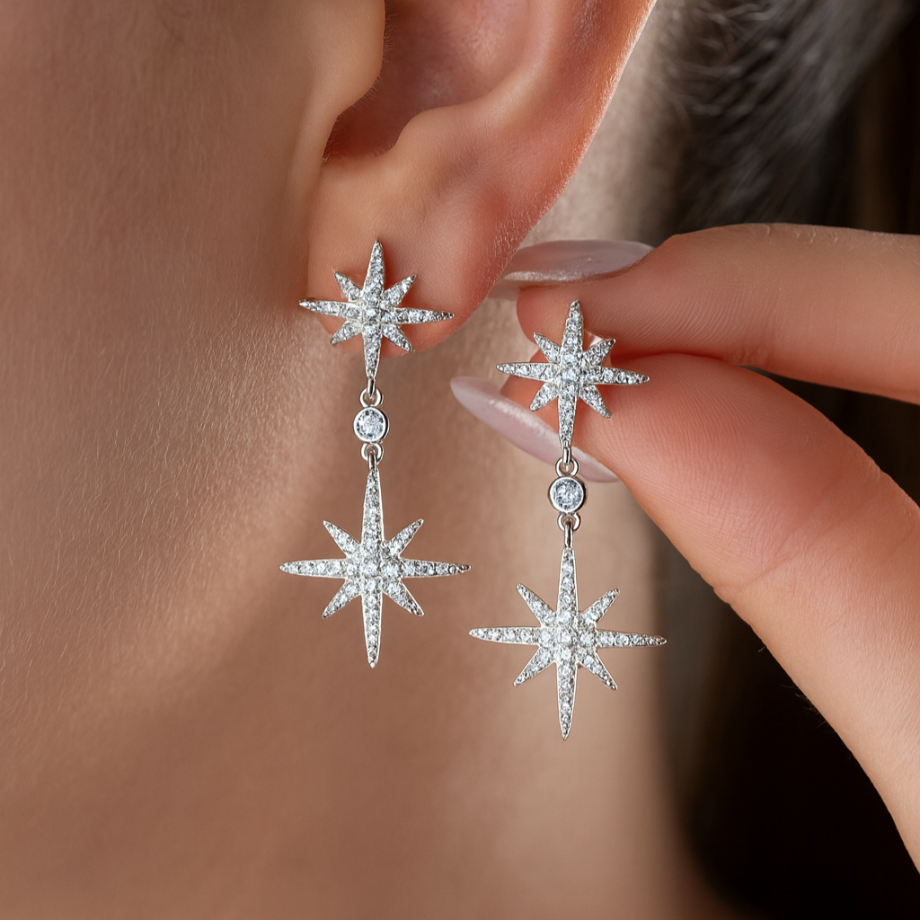 925 Sterling Silver Star Earrings