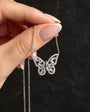 925 sterling silver baguette stones butterfly necklace