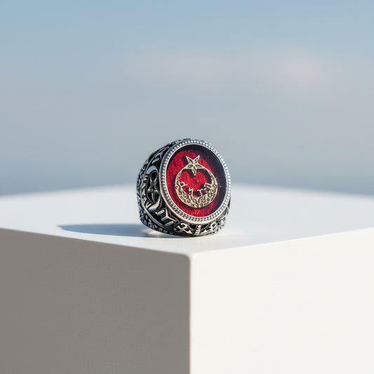 Vatan Yazılı AY YILDIZ Gümüş Yüzük