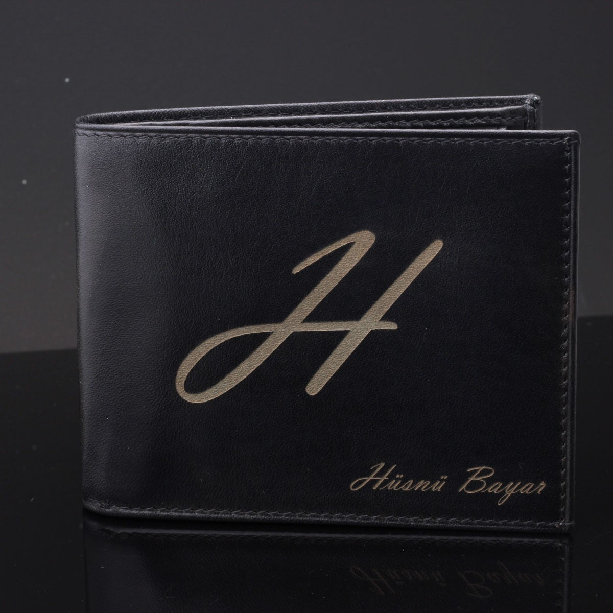 Personalized Black Leather Wallet