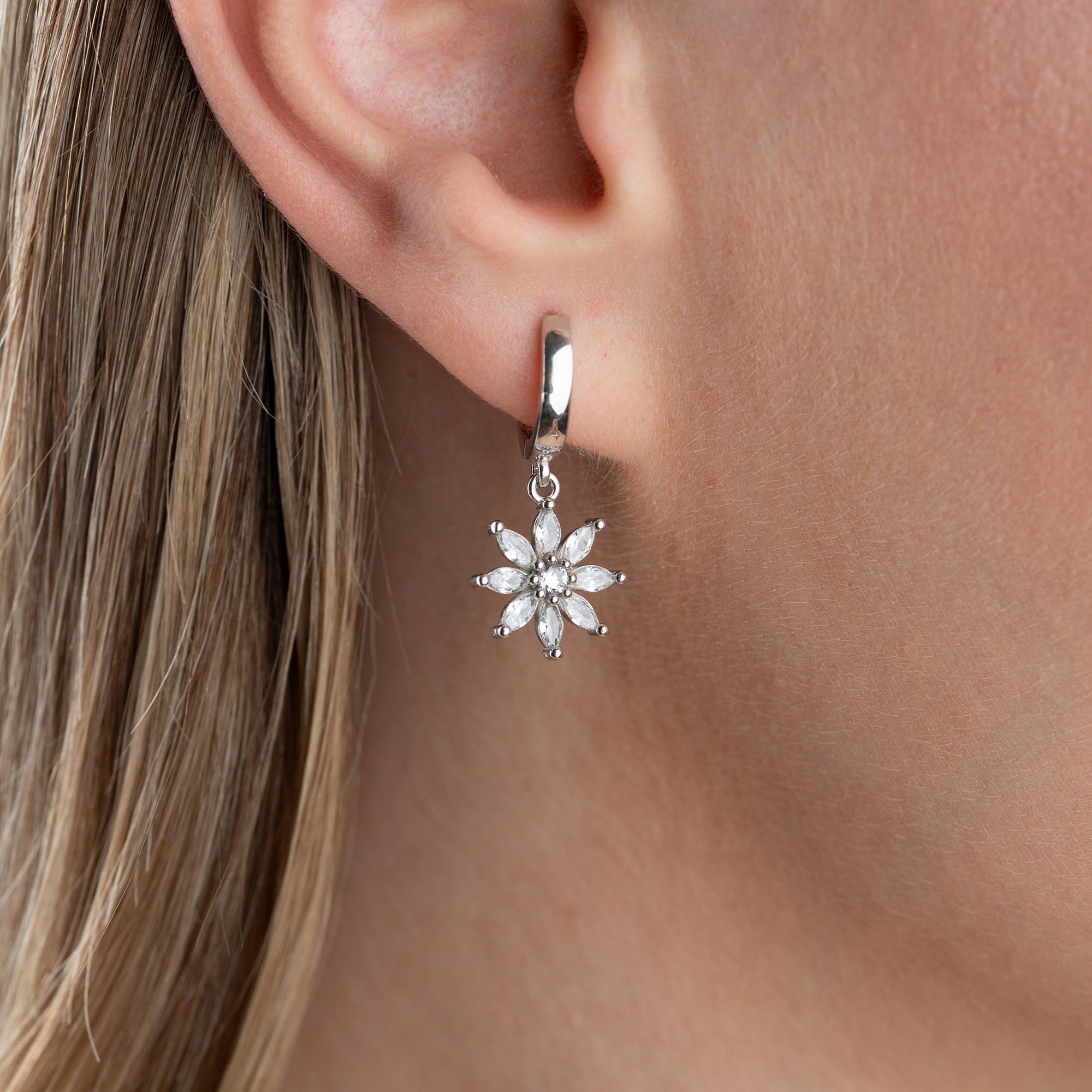 Zirconia Flower Drop Earrings | 925 Sterling Silver