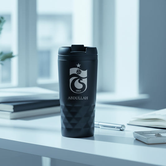 Personalized named rvs black thermos cup