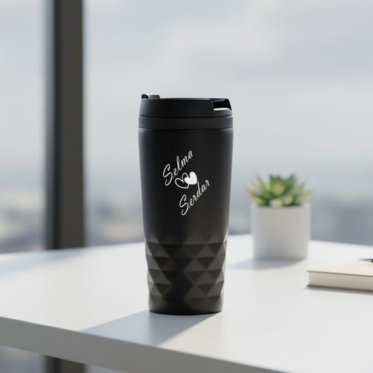 Personalized named rvs black thermos cup
