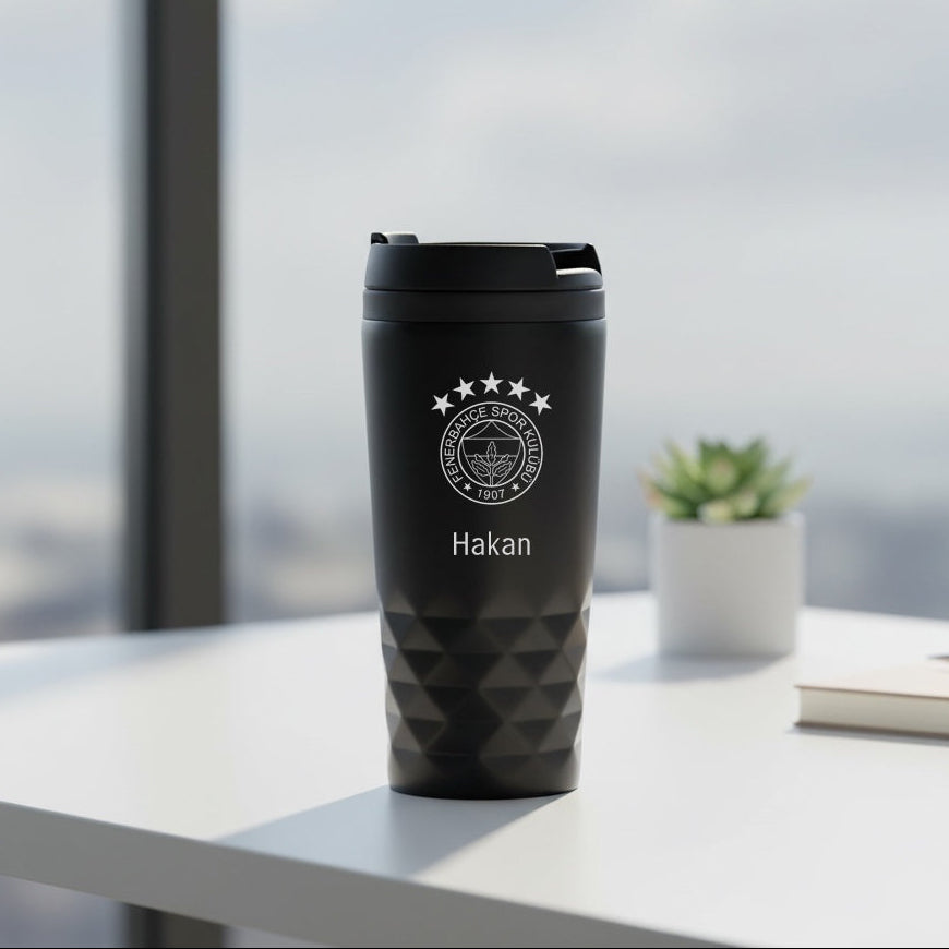 Personalized named rvs black thermos cup
