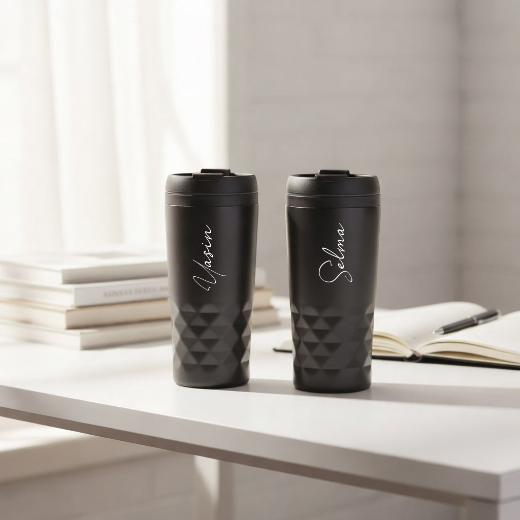 Rvs black thermos cup