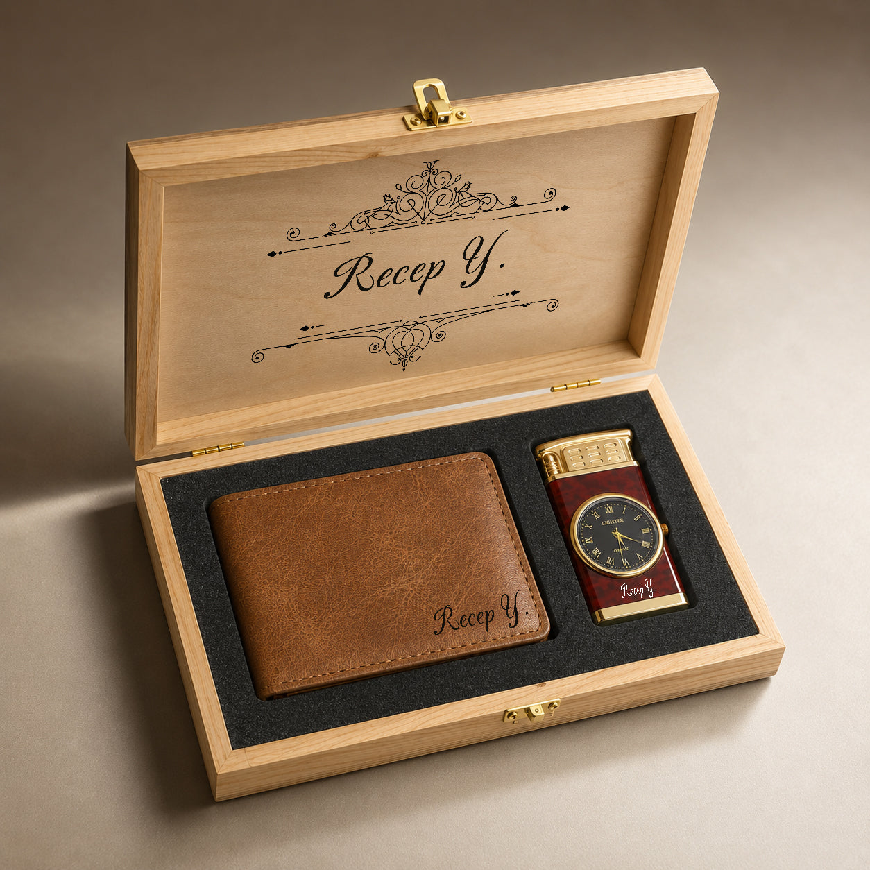 Personalized Wallet Lighter Gift Set