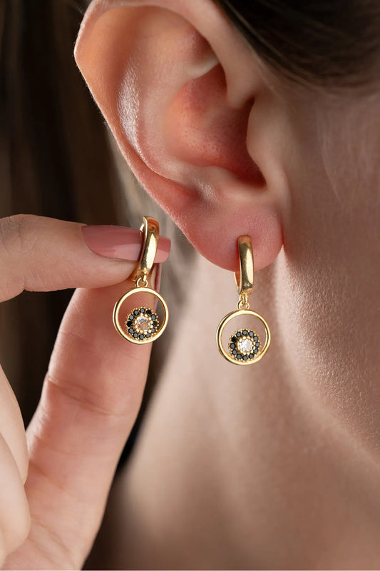 Blue Aura Nazar Creolen – 925er Silber