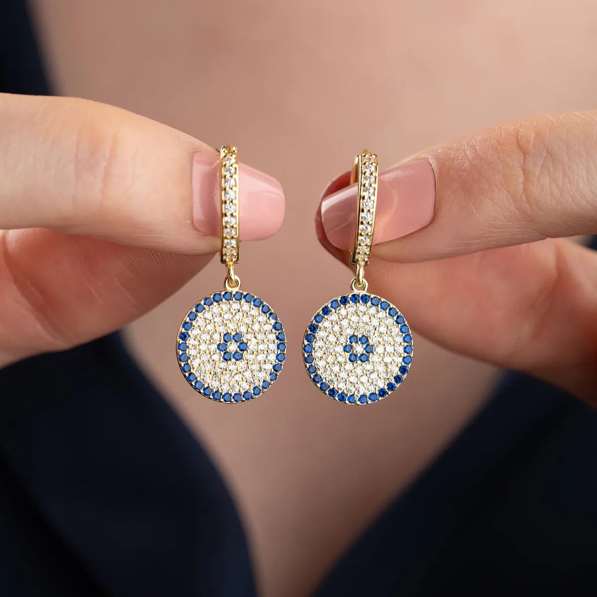 Boucles d'oreilles rondes Nazar Aura Nazar - 925 argent sterling