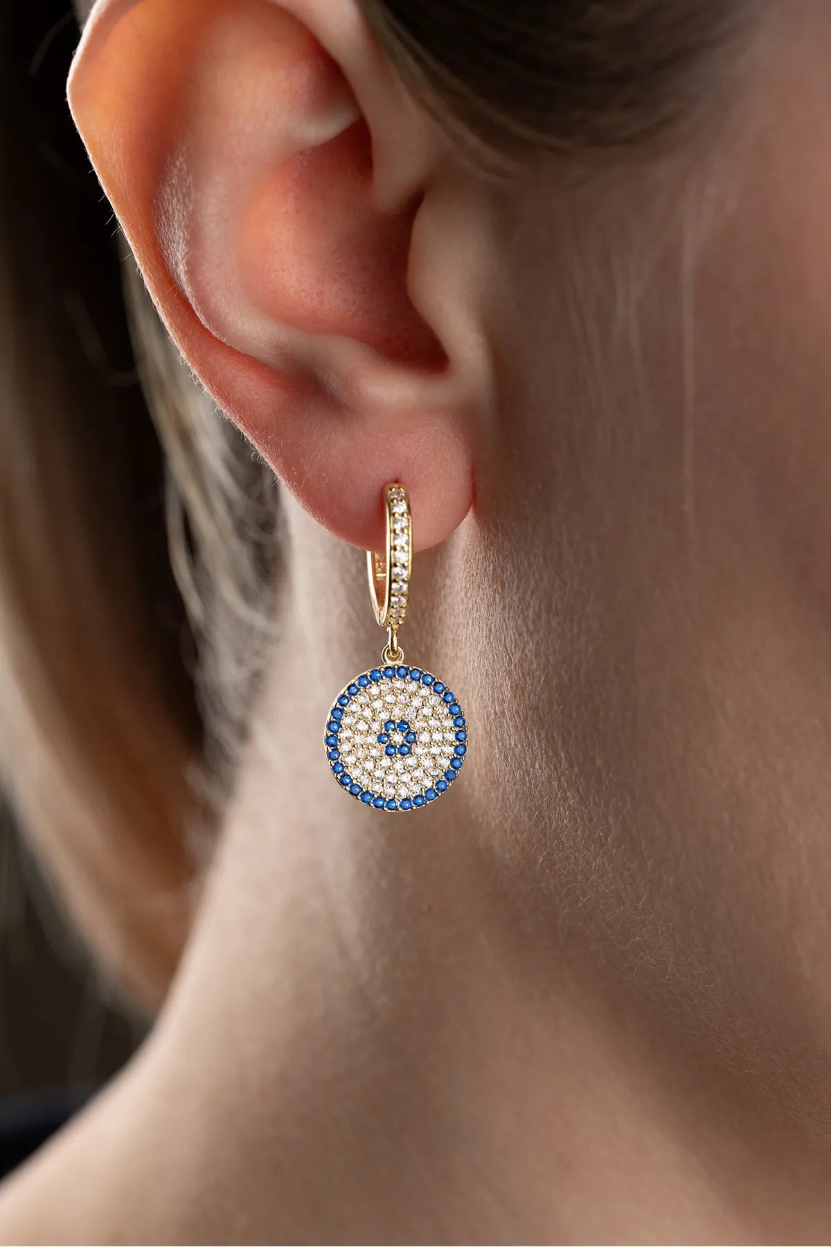 Boucles d'oreilles rondes Nazar Aura Nazar - 925 argent sterling