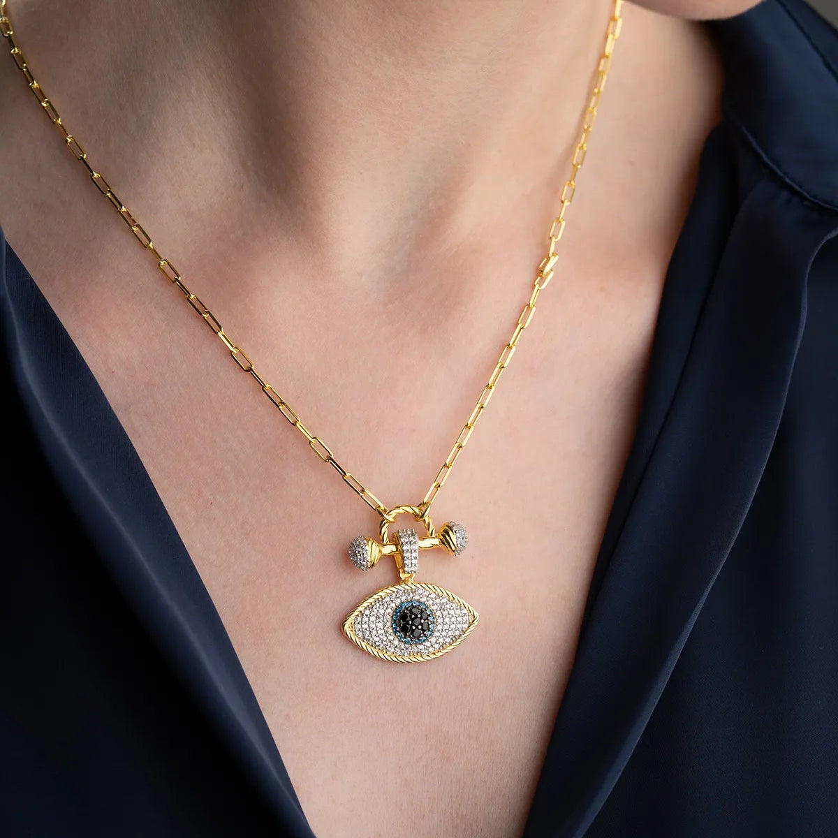 Blue Aura Eye Necklace - 925 Sterling Silver