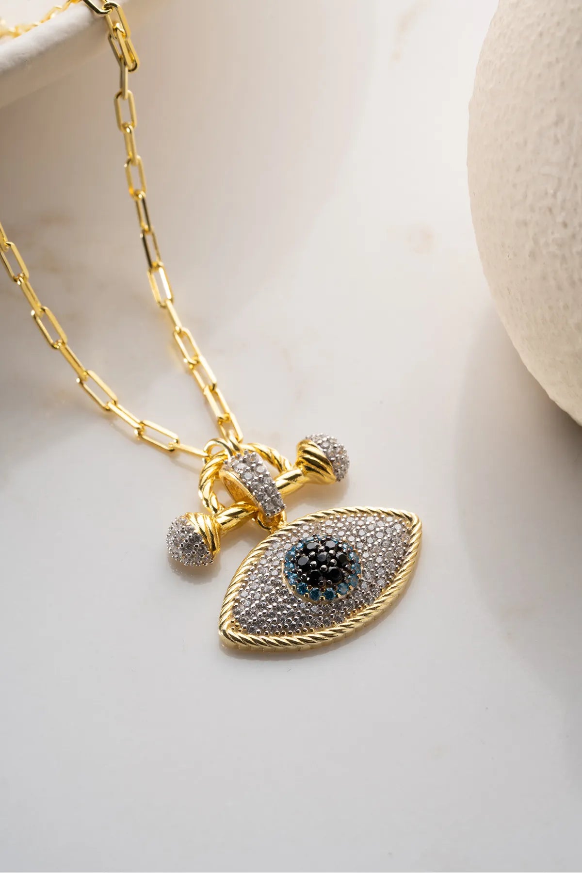 Blue Aura Nazar Göz Kolye – 925 Ayar Gümüş