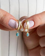 Nazar Stone Ring Earrings - 925 Sterling Silver - Blue Aura