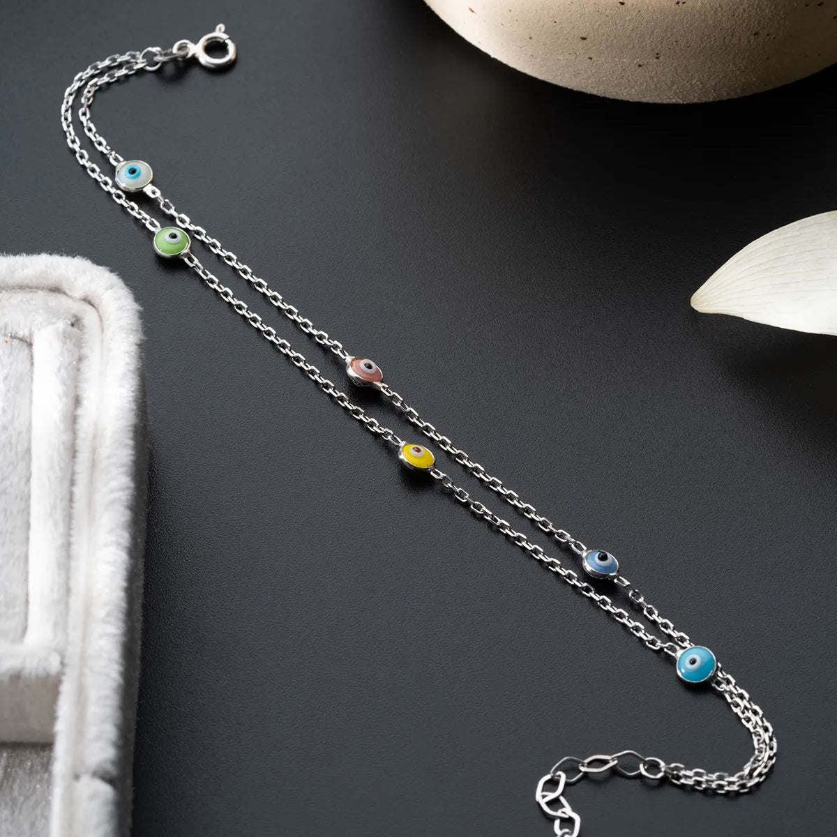 Colorful Eye Bracelet - 925 Silver - Blue Aura