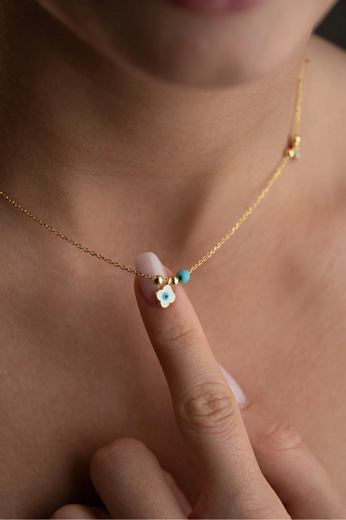 925 Ayar Gümüş Nazarlı Şans Kolye– Blue Aura